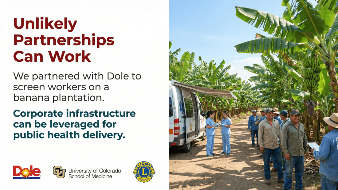Dole plantation screening partnership with the University of Colorado and Lions International